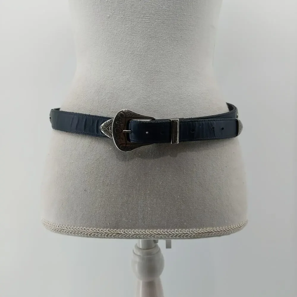 Gotcha Covered Navy Blue Concho Belt Vegan Leather Western L
